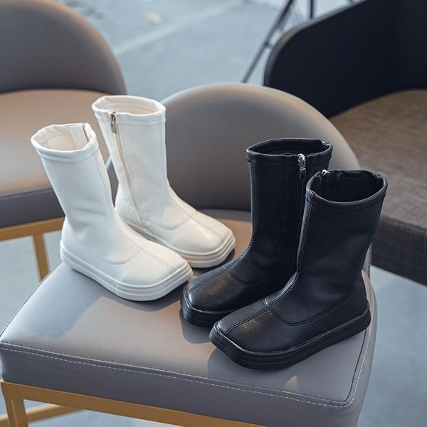 Детски ботуши от еко кожа с равна подметка 