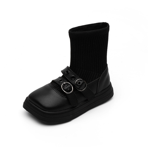 Нов модел детски боти от еко кожа и текстил тип чорап