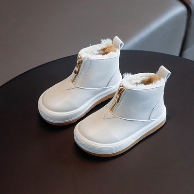 Детски кожени боти за момичета с цип и топла подплата