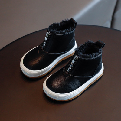 Детски кожени боти за момичета с цип и топла подплата