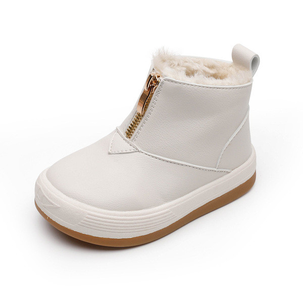 Детски кожени боти за момичета с цип и топла подплата