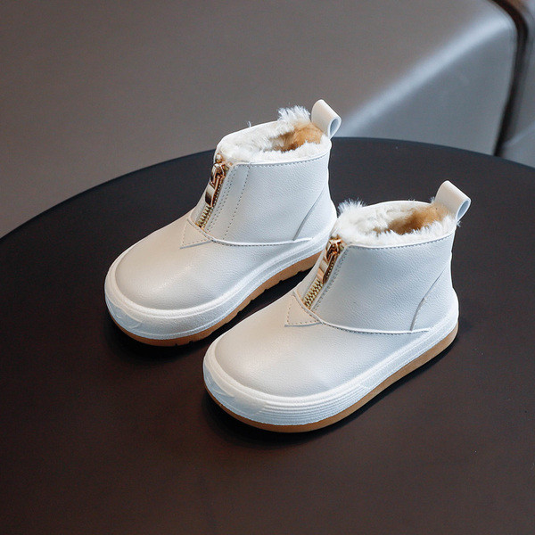 Детски кожени боти за момичета с цип и топла подплата