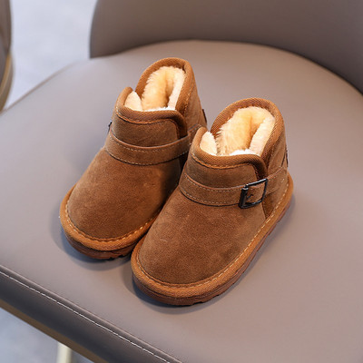 Топли детски боти за момичета с мека подплата и метална катарама