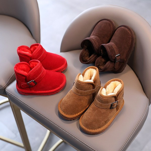 Топли детски боти за момичета с мека подплата и метална катарама