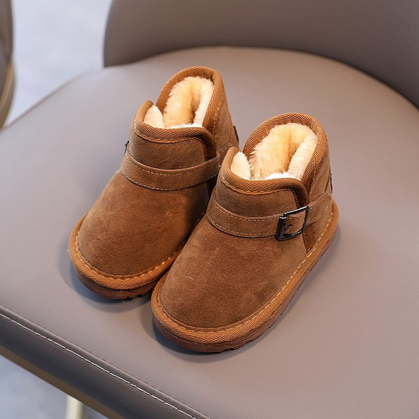 Топли детски боти за момичета с мека подплата и метална катарама