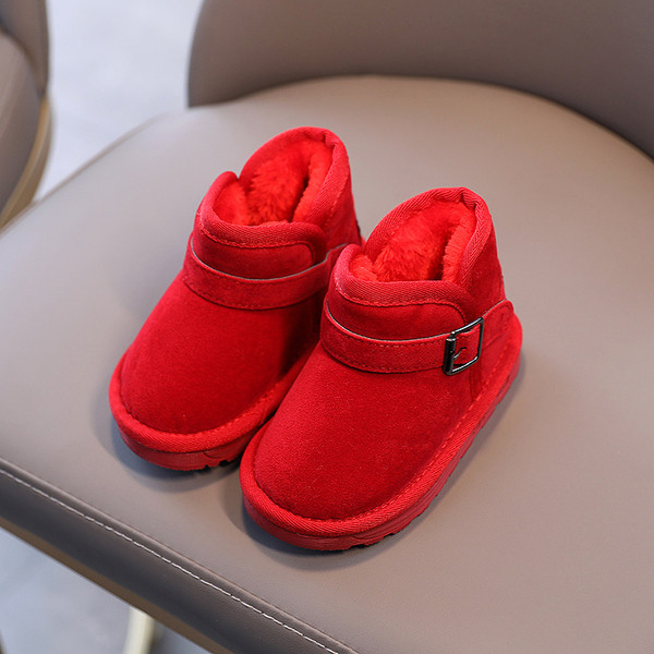 Топли детски боти за момичета с мека подплата и метална катарама
