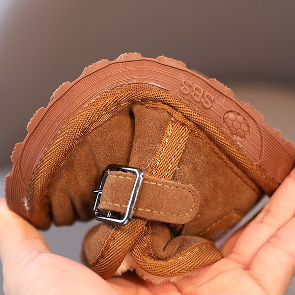 Топли детски боти за момичета с мека подплата и метална катарама