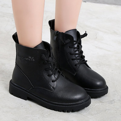 Детски боти от еко кожа с  цип и връзки