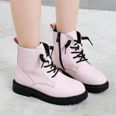 Детски боти от еко кожа с  цип и връзки