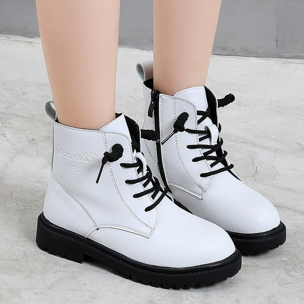 Детски боти от еко кожа с  цип и връзки