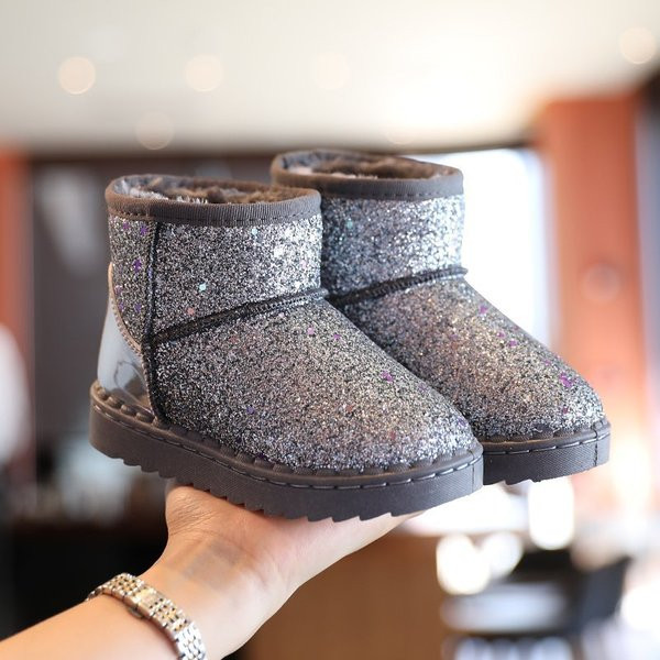 Лъскави детски боти за момичета с равна подметка и мека подплата