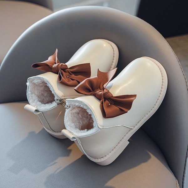 Нов модел детски боти с панделка и цип за момичета