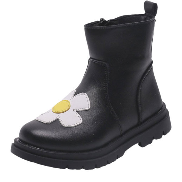 Детски боти с цип и апликация в три цвята 