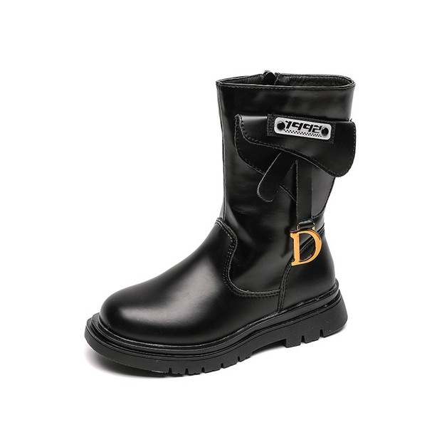 Модерни детски ботуши с цип и метална декорация