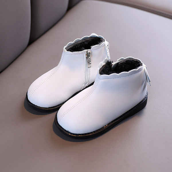 Детски боти от еко кожа с равна подмета и цип