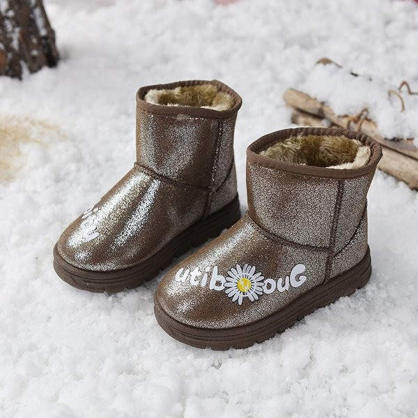 Модерни детски лъскави ботуши с надпис 