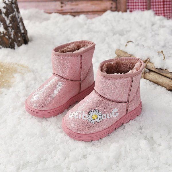 Модерни детски лъскави ботуши с надпис 