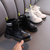 Детски боти с връзки и цип от еко кожа - унисекс модел