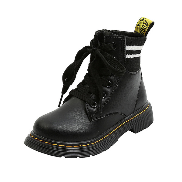 Детски боти с връзки и цип от еко кожа - унисекс модел