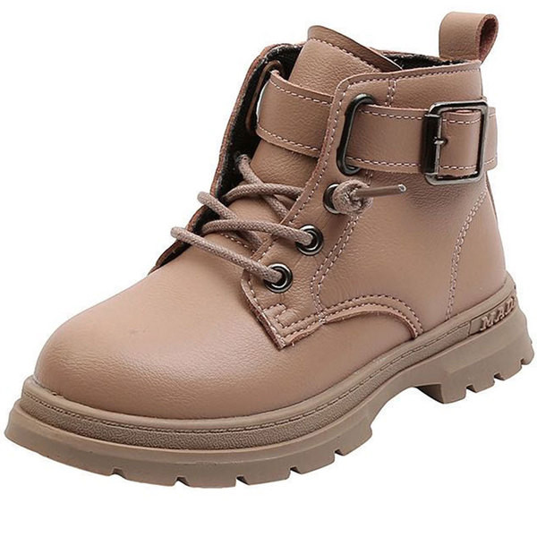 Детски боти с връзки и катарама с равна подметка - подходящи за деца 