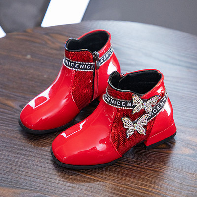 Детски лачени боти с камъни - за момичета