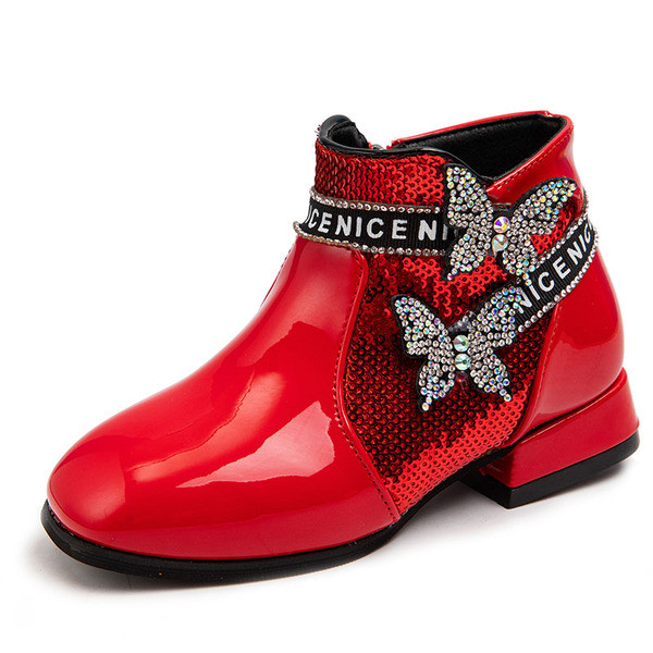 Детски лачени боти с камъни - за момичета