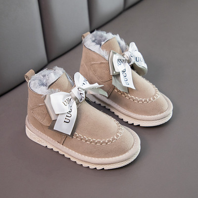 Есенни детски боти за момичета с мека подплата и панделка