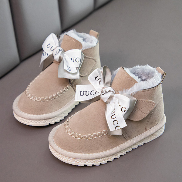 Есенни детски боти за момичета с мека подплата и панделка