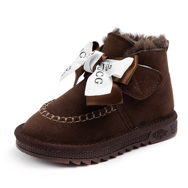 Есенни детски боти за момичета с мека подплата и панделка