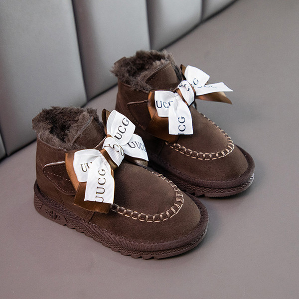 Есенни детски боти за момичета с мека подплата и панделка