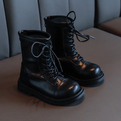 Детски ботуши от еко кожа с връзки подходящи за момичета