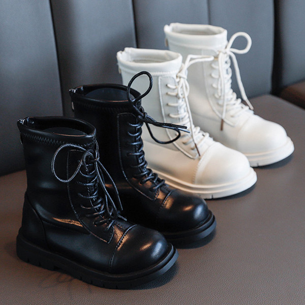 Детски ботуши от еко кожа с връзки подходящи за момичета