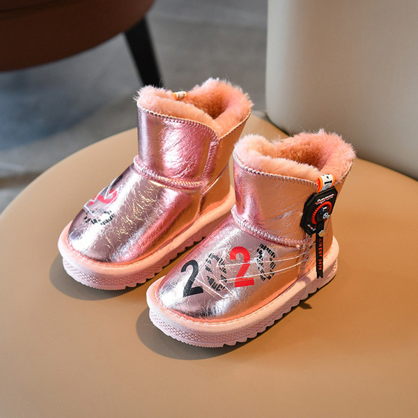 Детски боти за момичета от еко кожа с мека подплата и надпис