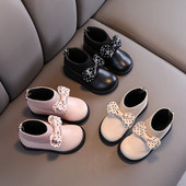 Детски боти от еко кожа с панделка за момичета