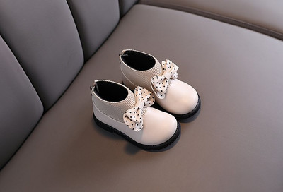 Детски боти от еко кожа с панделка за момичета