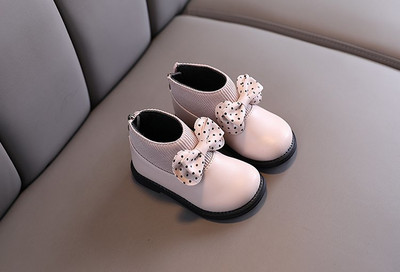 Детски боти от еко кожа с панделка за момичета