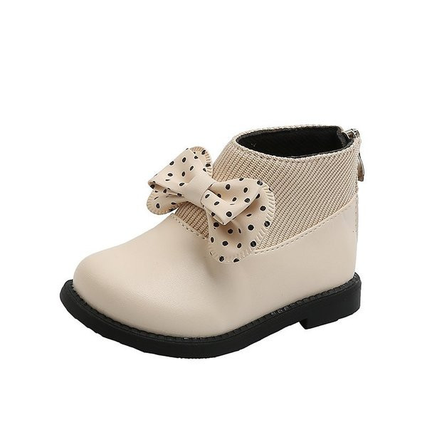 Детски боти от еко кожа с панделка за момичета