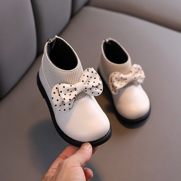 Детски боти от еко кожа с панделка за момичета