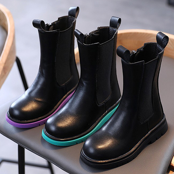 Детски ботуши в черен цвят от еко кожа 