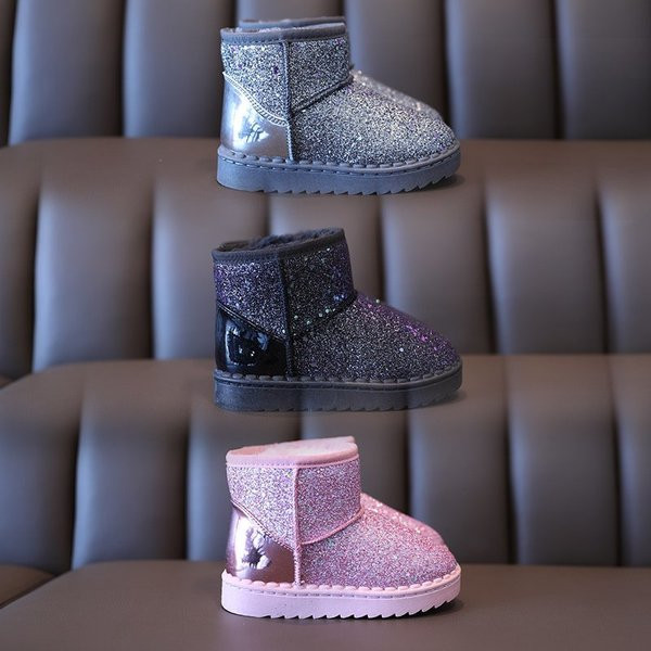 Παιδικές λαμπερές μπότες με ζεστή φόδρα για κορίτσια