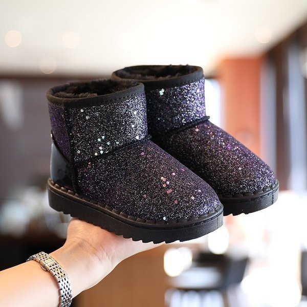 Παιδικές λαμπερές μπότες με ζεστή φόδρα για κορίτσια