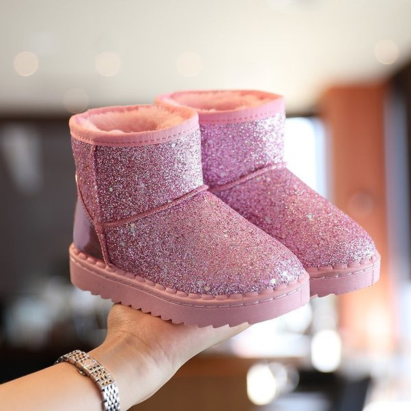 Παιδικές λαμπερές μπότες με ζεστή φόδρα για κορίτσια
