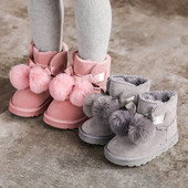 Casual παιδικές μπότες για κορίτσια με γούνα και επίπεδη σόλα