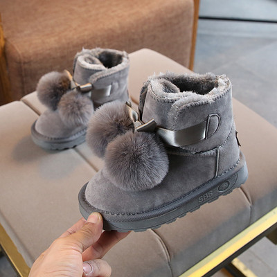 Casual παιδικές μπότες για κορίτσια με γούνα και επίπεδη σόλα