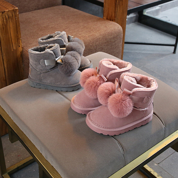 Casual παιδικές μπότες για κορίτσια με γούνα και επίπεδη σόλα