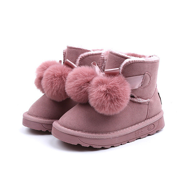 Casual παιδικές μπότες για κορίτσια με γούνα και επίπεδη σόλα