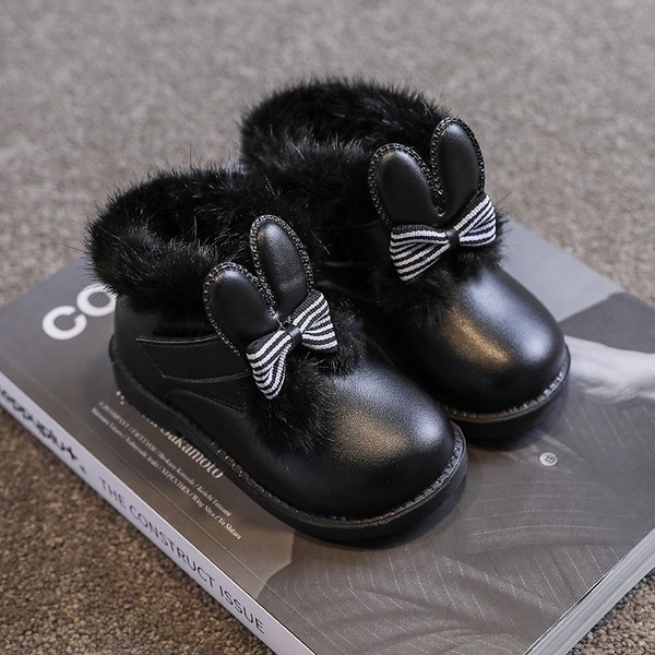 Παιδικές μπότες από οικολογικό δέρμα με κορδόνι και κορδέλα για κορίτσια