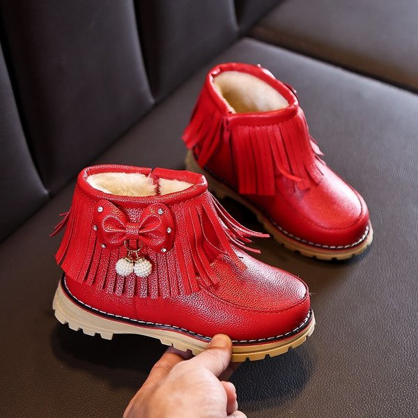 Παιδικές μπότες από οικολογικό δέρμα με κρόσσια