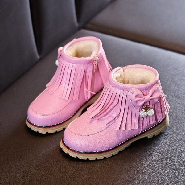 Παιδικές μπότες από οικολογικό δέρμα με κρόσσια