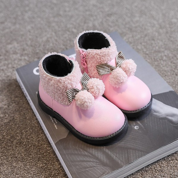 Παιδικές μπότες από οικολογικό δέρμα με κορδόνι και κορδέλα για κορίτσια